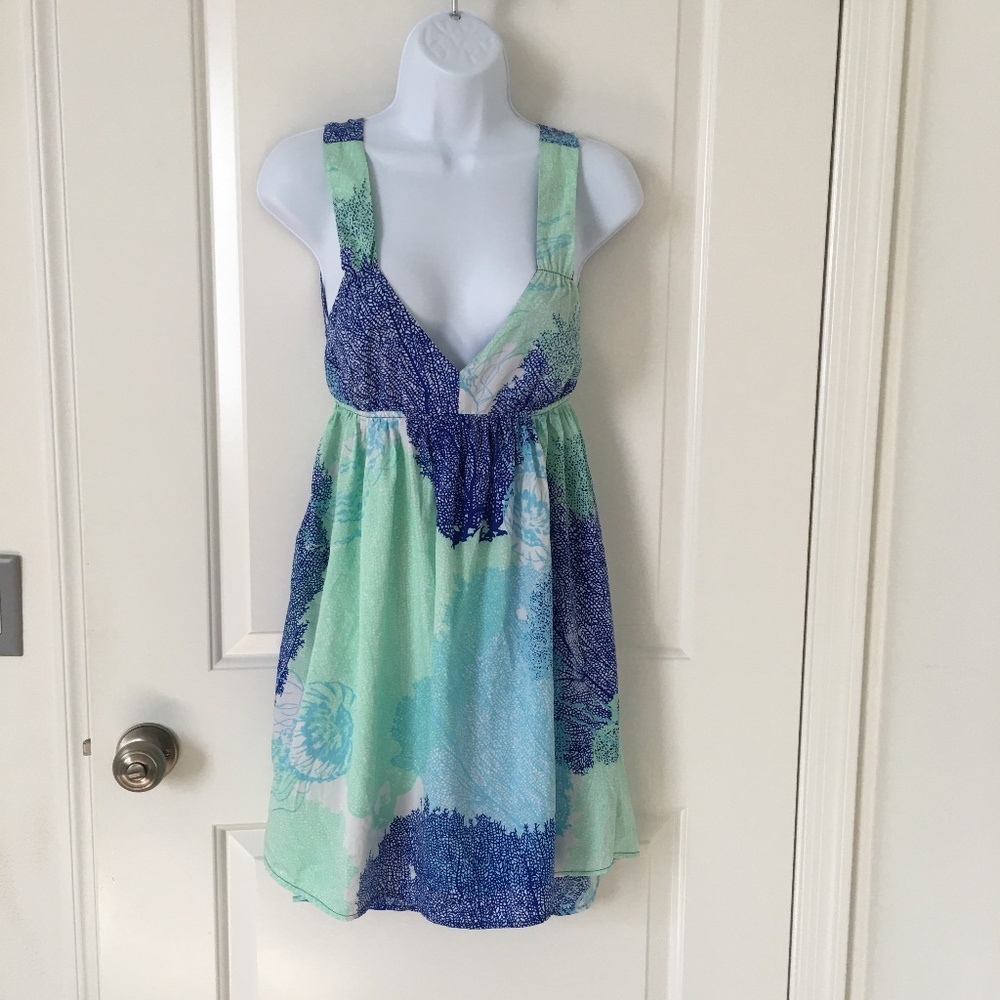 ROXY Beach Dress multi-colored ocean Blue. Size XS